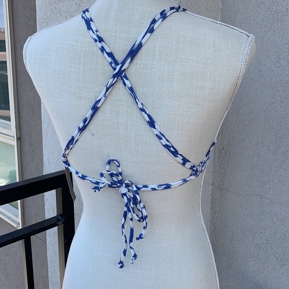 J. Crew playa blue leopard halter bikini top S NWT - Picture 2 of 4